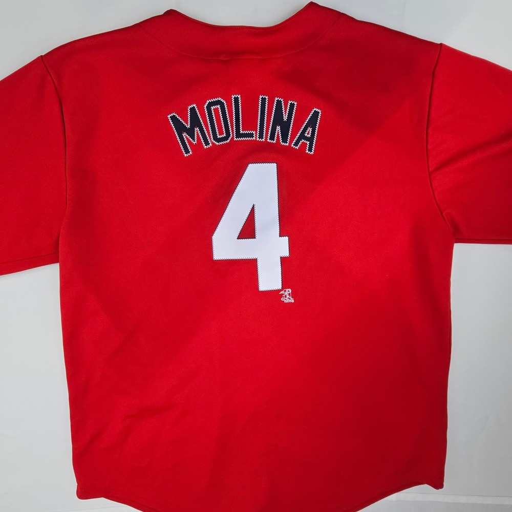 St Louis Cardinals Yadier Molina 4 Youth XL Red Baseball Jersey Team Athletics - Picture 8 of 10